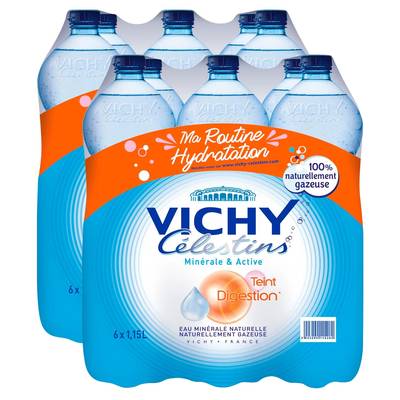 Vichy-Célestins Eau gazeuse minérale naturelle, Lot de 2 - 6x1,15L