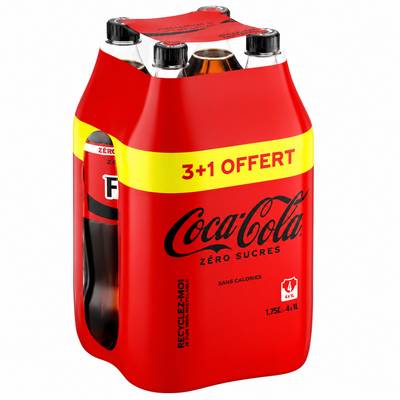 Coca-Cola Sans sucres, 3x1,75 L + 1 offert