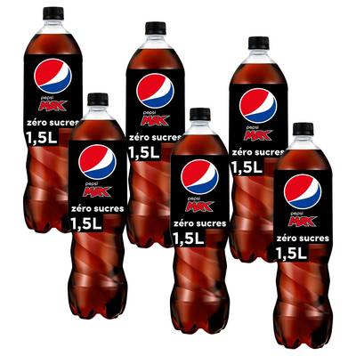 Pepsi Soda cola zéro sucres, Lot de 6x1,5L