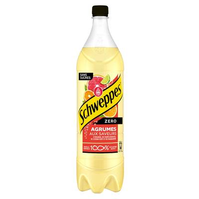 Schweppes Boisson gazeuse saveur agrumes sans sucres, 1,5L