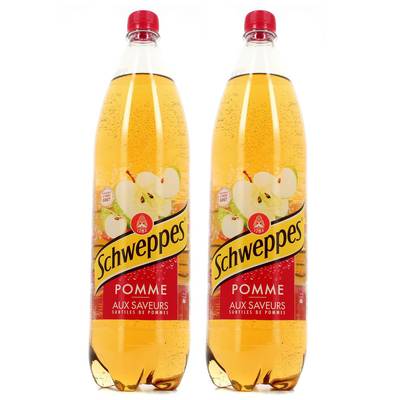 Schweppes Boisson gazeuse saveur pomme, Lot de 2x1,5L