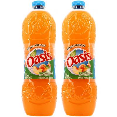 Oasis Boisson aux fruits pêche abricot, Lot de 2x2L