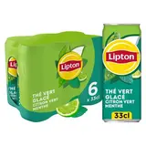 Lipton Thé vert glacé saveur citron vert menthe, 6x33cl