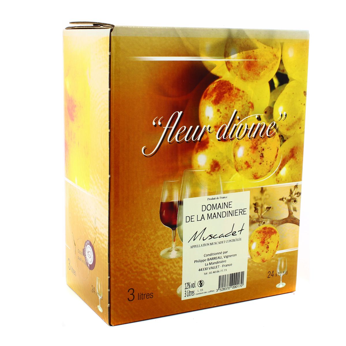 Muscadet Blanc AOC Domaine de la Mandinière 12°, Bag in box 3L