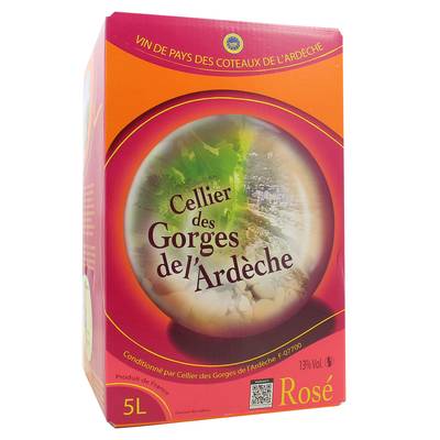 Ardéche rosé IGP Cellier des gorges de l'Ardèche 12.5°, Bag in box 5L