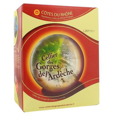 Côtes du Rhône Rosé AOC Cellier des gorges de l''Ardèche 13.5°, Bag in box 3L