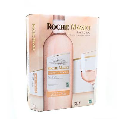 Vin de pays d'Oc rosé IGP La Roche Mazet Cinsault-Grenache 12°, Bag in box 3L