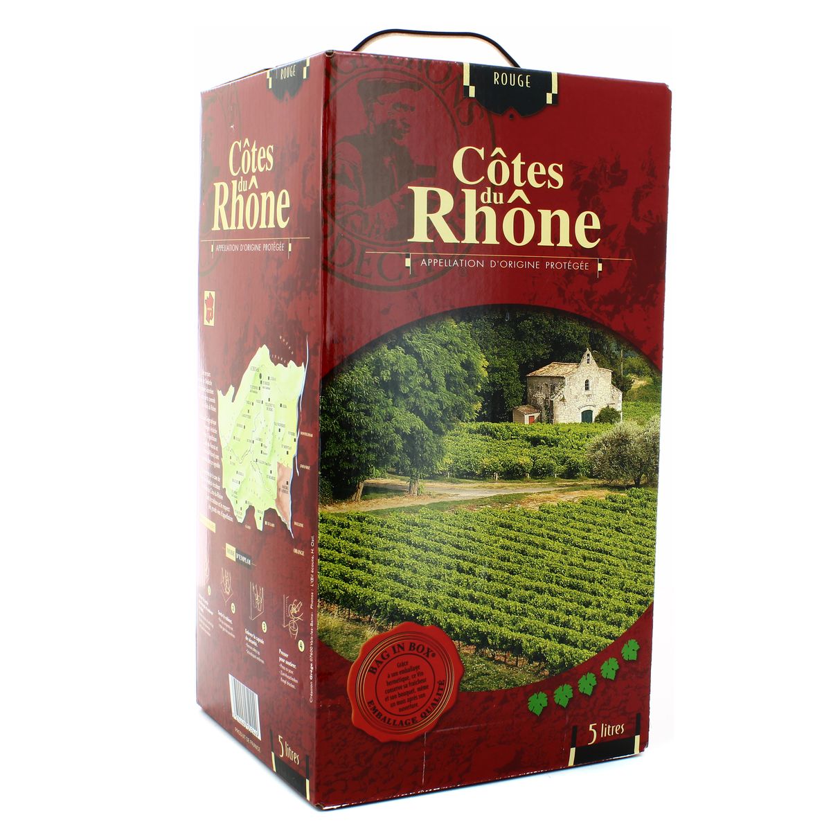 Côtes du Rhône rouge AOP Les vignerons Ardechois 14°, Bag in box 5L