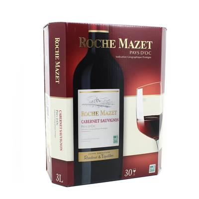 Vin de pays d'Oc rouge IGP La Roche Mazet Cabernet Sauvignon, Bag in box 3L