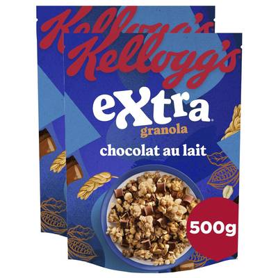 Kellogg's Céréales Extra Granola Chocolat au Lait, Lot de 2x500g