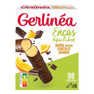 Gerlinéa Barres en-cas Saveur Choco Orange, 10 barres