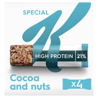 Kellogg's Barres Céréales Special K Protein Noix de Coco, Cacao, Noix de cajou, 4 barres