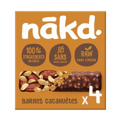NAKD Barres de céréales Cacahuètes Peanut Delight, 4 barres