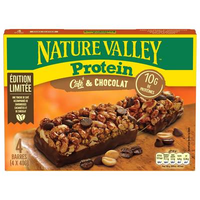 Nature Valley Barres de céréales au café et chocolat protéine, 4 barres