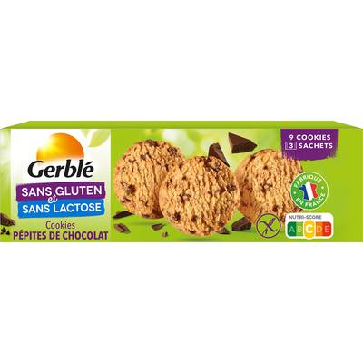 Gerblé Sans Gluten Sans Lactose 9 Cookies pépites de chocolat sans gluten et sans lactose, 150g