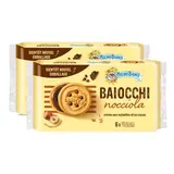 Mulino Bianco Biscuits Baiocchi snack fourrés à la crème aux noisettes et au cacao, Lot de 2x6 étuis - 336g