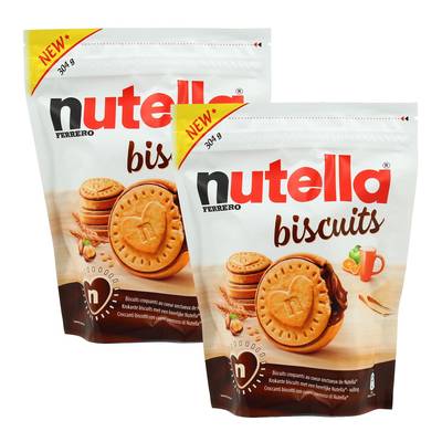 Nutella Biscuits fourrés pâte à tartiner aux noisettes et cacao, Lot de 2x304g