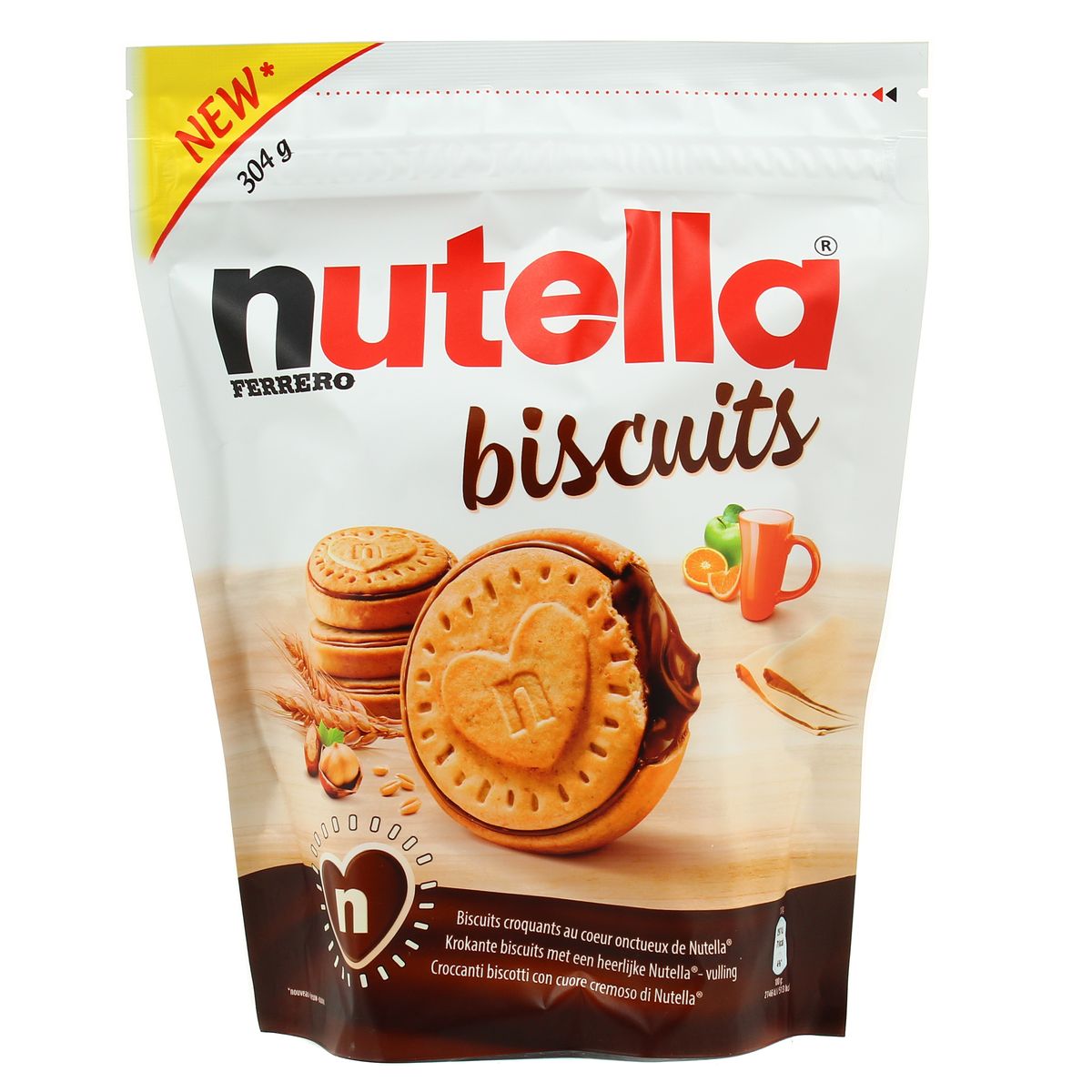 Nutella Biscuits fourrés pâte à tartiner aux noisettes et cacao, 304g