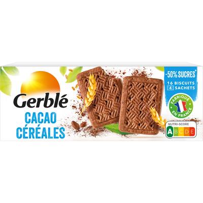 Gerblé Teneur Réduite 16 Biscuits Cacao Céréales -55% de sucres en moins, 160g