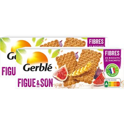 Gerblé Fibres 25 Biscuits figues et son -46% de sucres en moins, Lot de 3x210g
