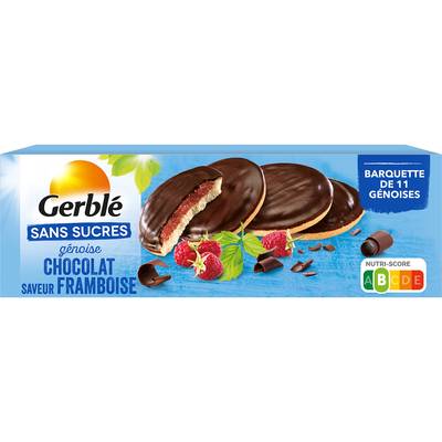 Gerblé Sans Sucres Ajoutés 11 Genoise Chocolat Framboise Sans Sucres, 140g