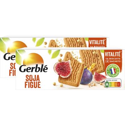 Gerblé Vitalité 16 Biscuits Soja et Figue -43% de sucres en moins, Lot de 2x270g