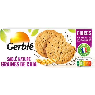 Gerblé 12 Sablés Nature aux Graines de Chia, 132g
