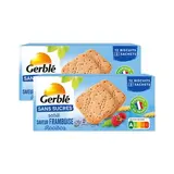 Gerblé Sans Sucres 12 Biscuits Sablé saveur Framboise Rooibos, Lot de 2x132g