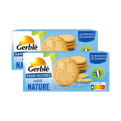Gerblé Sans Sucres 12 Sablés nature sans sucres, Lot de 2x132g