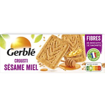 Gerblé Fibres 20 Biscuits Crousti'Son miel sésame -46% de sucres en moins, 200g