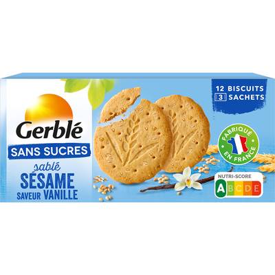 Gerblé Sans Sucres 12 Biscuits sésame saveur vanille, 132g