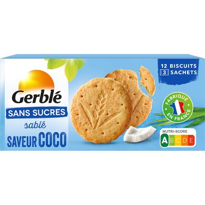 Gerblé Sans Sucres 12 Biscuits saveur coco sans sucres, 132g