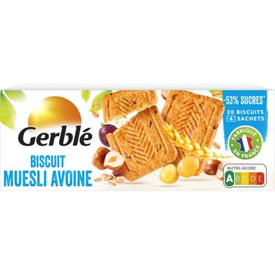 Gerblé Teneur Réduite 20 Biscuits Muesli Avoine - 52% de sucres en moins, 290g