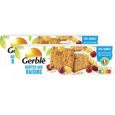 Gerblé Teneur Réduite 20 Goûters aux raisins -32% de sucres en moins, Lot de 2x360g