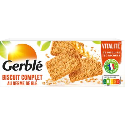 Gerblé Vitalité 25 Biscuits complets au germe de blé -32% de sucres en moins, 210g