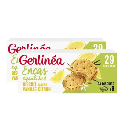 Gerlinéa 24 Biscuits saveur vanille citron -39% de sucres en moins, Lot de 2x156g