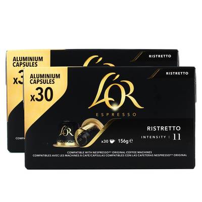 L'or Espresso Café Ristretto N°11 Compatible Nespresso, Lot de 2x30 capsules