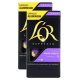 L'or Espresso Café Lungo profondo intensité 8, Lot de 2x10 capsules