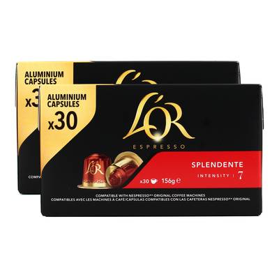 L'or Espresso Café Espresso Splendente N°7 Compatible Nespresso, Lot de 2x30 capsules