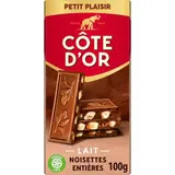 Côte d'Or Tablette chocolat au lait et noisette entière, 100g