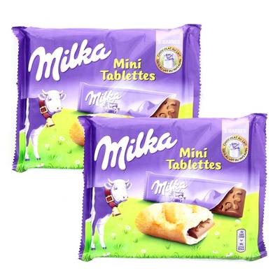 Milka Mini tablettes de chocolat au lait, Lot de 2 - 8x25g