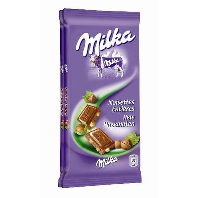 Milka Chocolat au lait noisettes entières, 2x100g