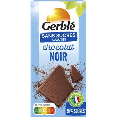 Gerblé Sans Sucres Ajoutés Chocolat noir -93% de sucres en moins, 80g