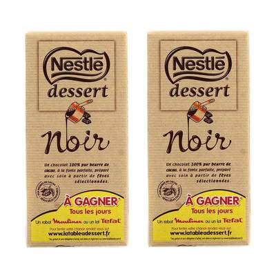 Nestlé Dessert Chocolat à pâtisser noir, Lot de 2x205g