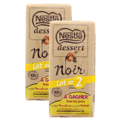 Nestlé Dessert Chocolat à pâtisser noir, Lot de 2 - 2x205g