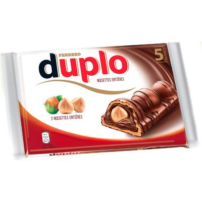 Duplo Barre chocolat et noisettes entières, 5 barres - 130g