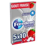 Freedent Chewing gum white fraise sans sucre, 5x10 dragées
