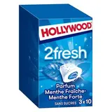 Hollywood Chewing Gum 2 fresh Menthe Fraiche - Menthe Forte, 3x10 dragées