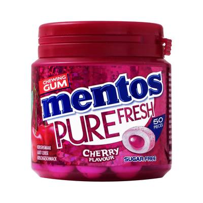 Mentos Chewing gum pure fresh cerise sans sucre, 50 dragées