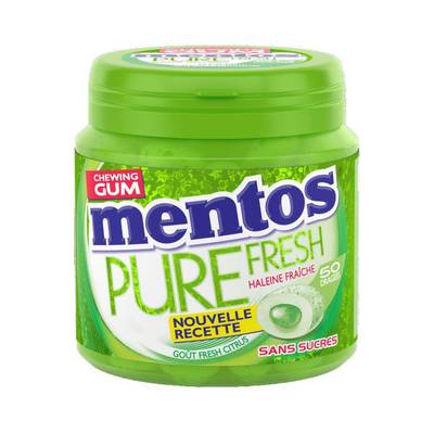 Mentos Chewing gum Pure Fresh citrus sans sucres, 50 dragées